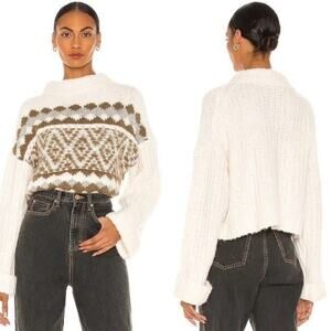 Free People Snowy Forrest Combo Alpine Mock Neck Sweater Size‎ XS